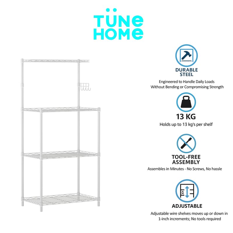 Image of 3-Shelves Microwave Heavy Duty Steel Storage Rack | Multipurpose Shelving Unit for Kitchen, Home & Utility