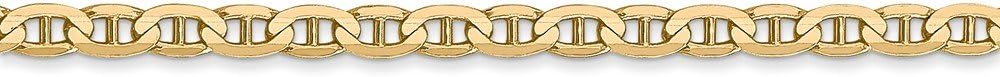 Real 14kt Yellow Gold 3mm Concave Anchor Chain Anklet; 9 inch; Lobster Clasp