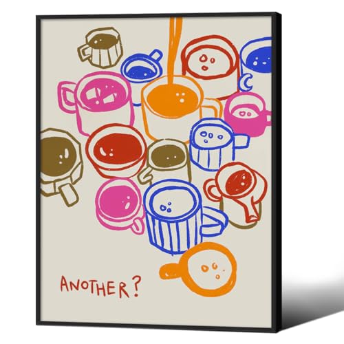 Trendy Colorful Coffee Wall Art Cute Retro Preppy Kitchen Posters