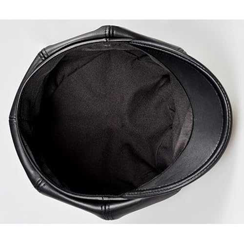 Womens-Newsboy-Cap Cabbie-Hats Retro-Leather-Beret-Hats 8 Panels Gatsby Ivy Cap Black #TOP2