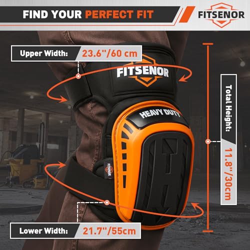 FITSENOR Knee Pads for Men Construction, Tactical Professional Knee Pads for Work, Protection, for Roofing, Gardening, Flooring, Cleaning, Construction Tools, Orange
