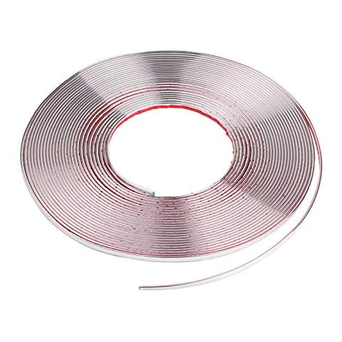 KingSaid 10mm x15m Chrome Detail Strip Car Chrome Detail Edging Styling Strip Trim Moulding Self Adhesive for Door Window Cover
