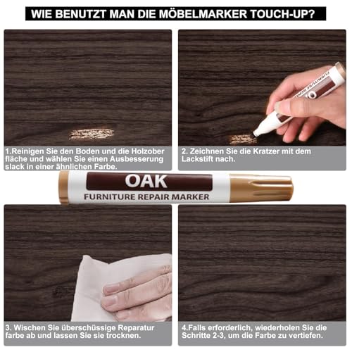 Laminat Reparaturset, Vinylboden Reparaturset Holz Parkett Reparaturset,Möbelmarker Hartwachs Reparaturset für PVC Bodenbelag, Holzkitt Vinylboden, Linoleum, Möbel Arbeitsplattet Reparatur set