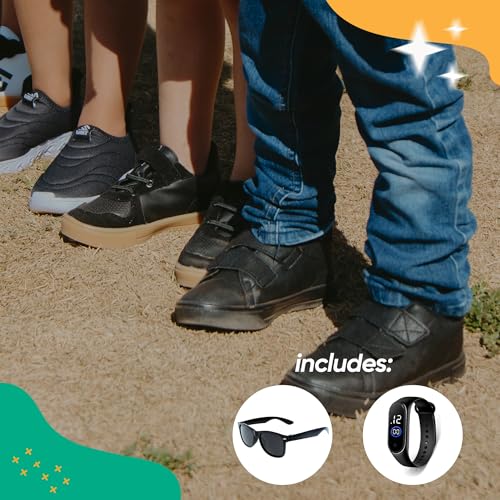 Sapatenis Infantil Sapatilha Calce Facil Casual Social LIGHT + Oculos Relogio Cor:Preto;Tamanho:30