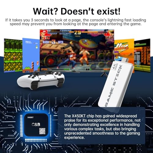 Image of Video Game for Tv Old School Station Video Game| Retro Games Stick for Tv Gaming| Wireless Retro Gaming Console | Plug & Play Video Games for TV | 21K+ Games 10 Em.| For 2 Player,Black