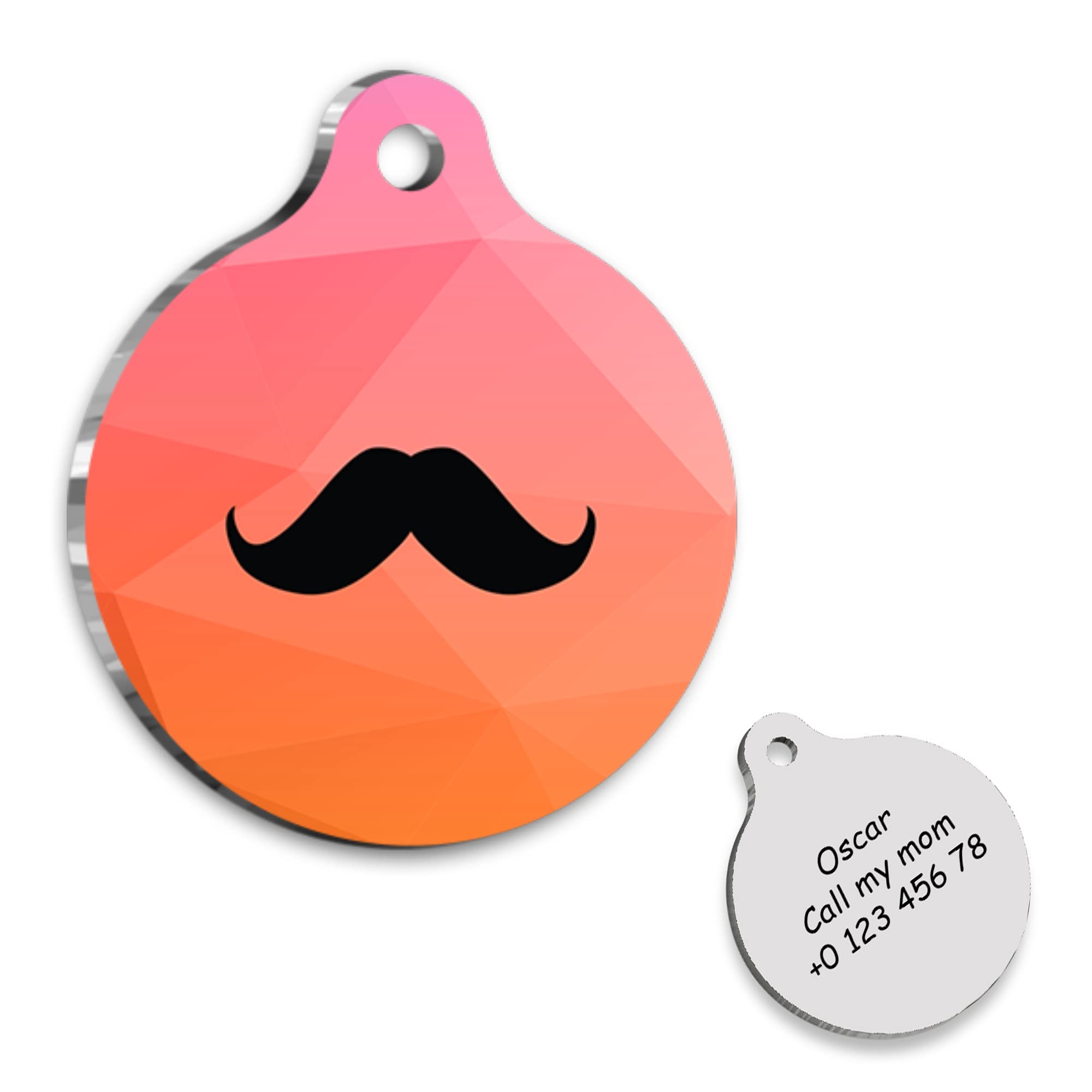 Moustache Personalized Dog Tag - Custom Name Tag - ID Tag for Dog & Cat - Customized Pet Tags - Dog & Cat Name id Tag - Dog Name Tag - Engraved Dog Tag