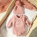 Infant Baby Sweater Romper and Hat Baby Girl Boy Knitted Sweatshirt Pullover Tops Fall Winter Clothes Baby Boy Girl Outfit Light Pink