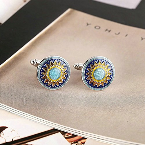 Mancuernillas para hombre AieniD acero dorado y azul miniatura 3