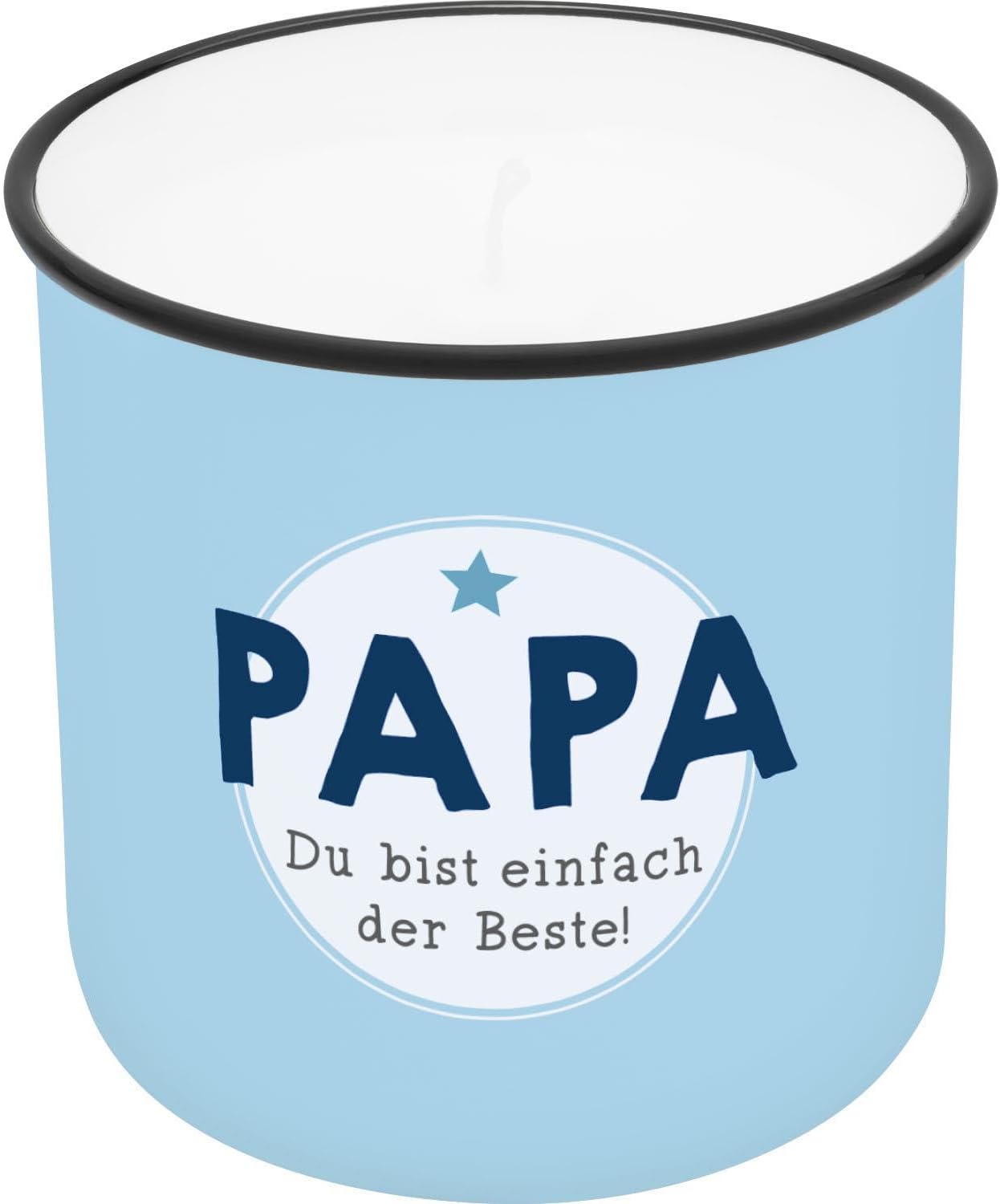 GRUSS & CO Candle in Cup Motif Papa, Printed Candle Cup, Porcelain, Height 8.8 cm, Diameter 8.4 cm, Gift, Decorative Item, 74764