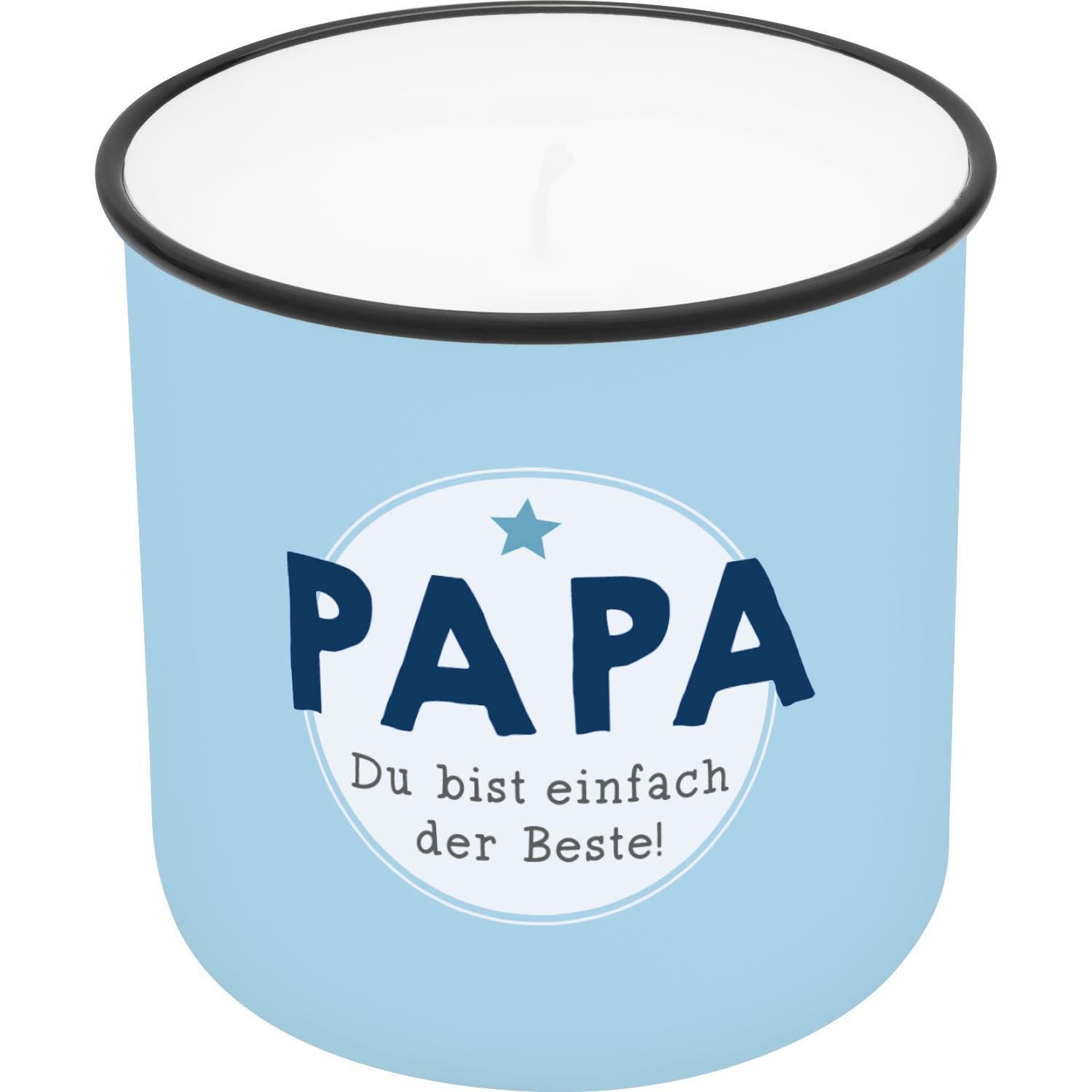 GRUSS & CO Candle in Cup Motif Papa, Printed Candle Cup, Porcelain, Height 8.8 cm, Diameter 8.4 cm, Gift, Decorative Item, 74764