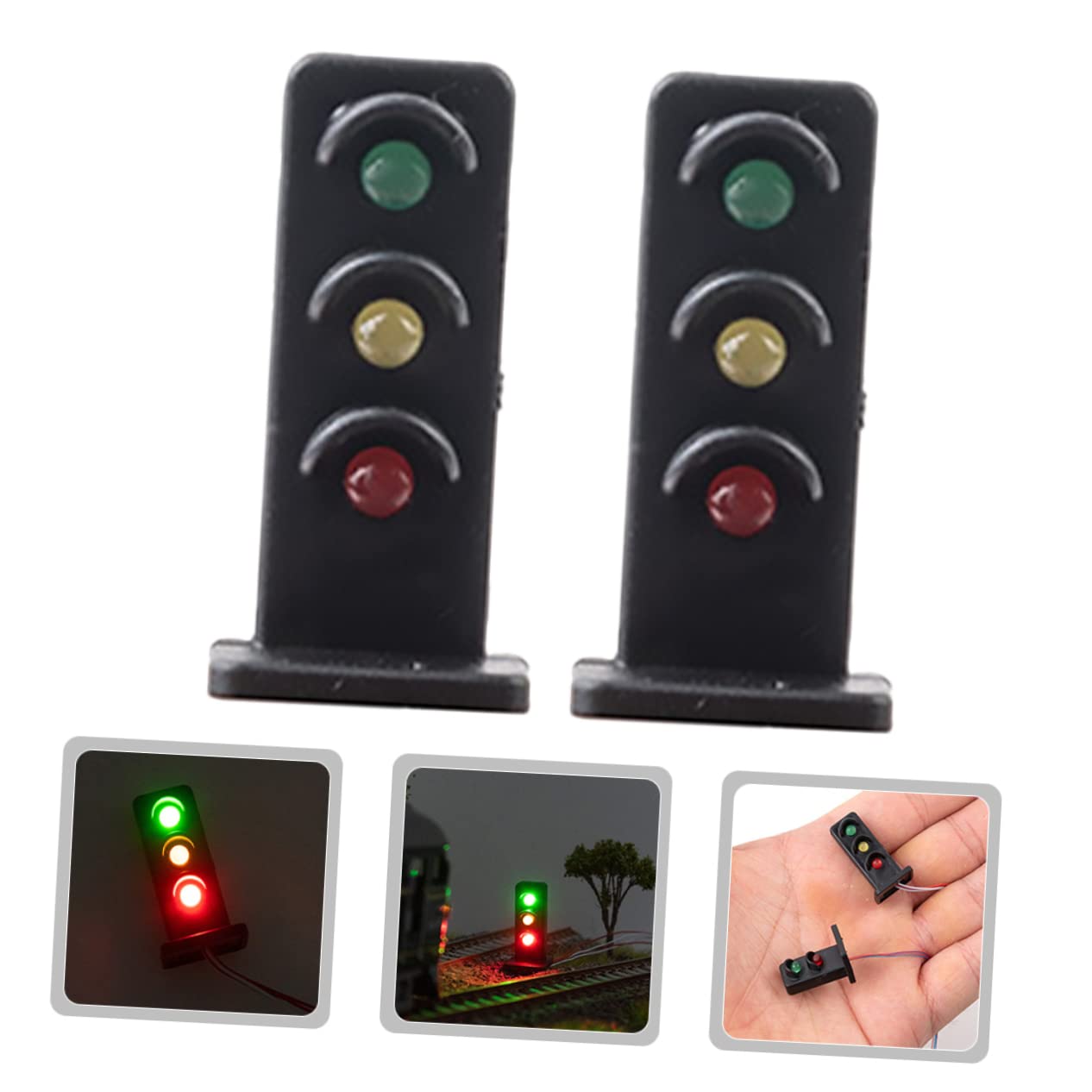 Lot De 8 Mini Feux De Signalisation Pour Maquette De Train - Éclairage LED 3V/12V, Pour Décoration De Table De Sable Ou Maison Miniature - 2