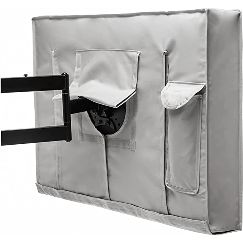 Funda TV Exterior,Funda TV Cubierta de TV de Patio al Aire Libre de jardín TV a Prueba de Intemperie Beige 32 "36" 40 "46" 50 "55" 60 "65" Proteja la Pantalla de TV(2,FOR 46 48inch TV)