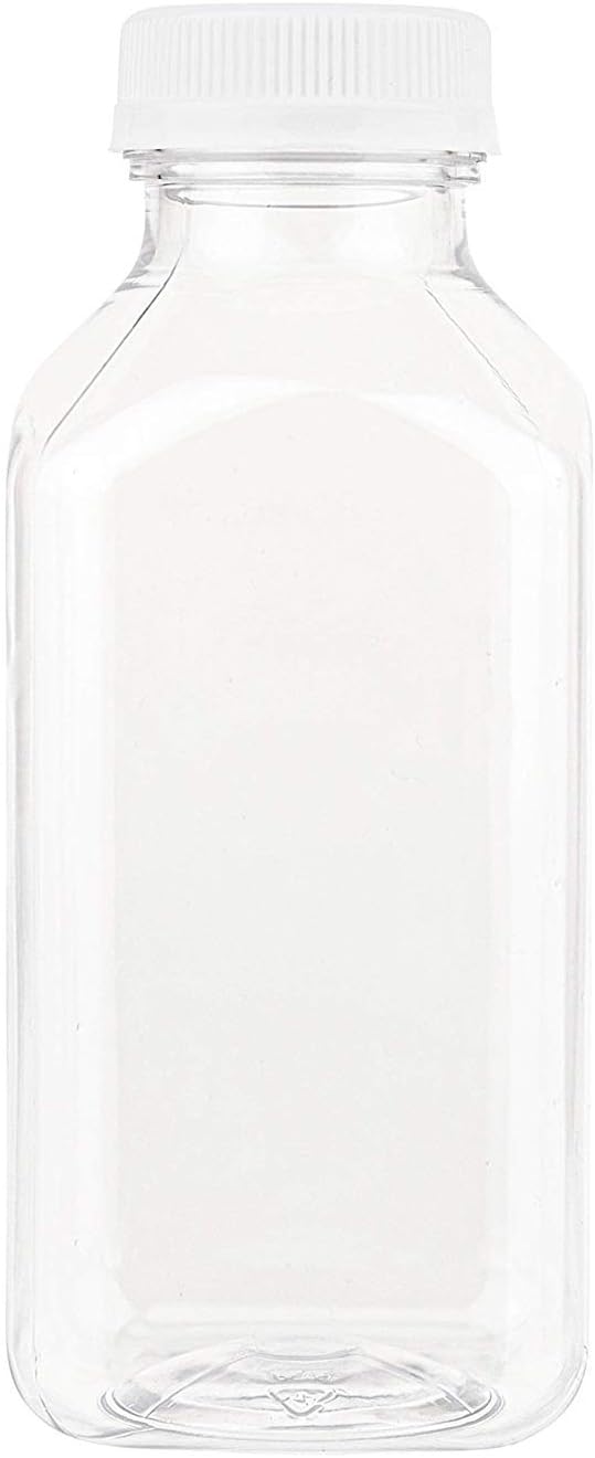 Disposable Plastic Juice Bottles-16 Oz with Lids | 48 Pack | for Water, Orange Apple Lemon Juicing, Smoothies, Milk, Reusable, BPA Free, Tamper-Proof Caps, Catering, Takeout