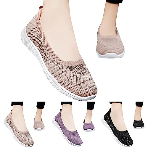 Hbeylia Women's Slip On Walking Shoes Fashion Lightweight Breathable Flying Woven Mesh Upper Casual Running Shoes Ladies Memory Foam Tennis Shoes Workout Footwear Non-Slip Gym Loafers for Work Nurse2