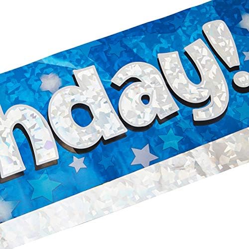 OakTree 624634" Happy 2nd Birthday Foil Holographic Banner, Blue, 9 ft