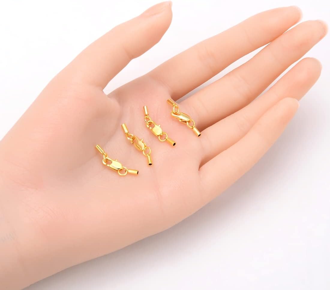 20 Sets Adabele Tarnish Resistant Tube Cord End Cap Clasp Glue in 18K Yellow Gold Plated for 1mm Wire Cord Thread Craft Jewelry Making BF224-1
