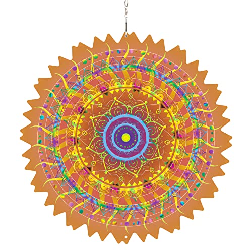 Mandala Wind Spinner For Garden And Yard, 12" 3D Kinetic Wind Spinners Metal Art Outdoor Hanging Ornament, Sun Reflective Garden Decorations For Trees Balcony Window #TOP11