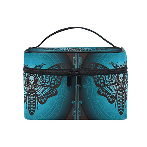 Make-up Tasche, Kulturbeutel mit Griff und Fächern für Kosmetik Totenkopf-Schmetterling Cover