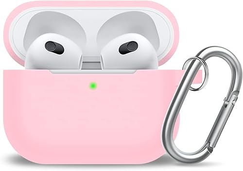 MOLOPPO Funda para AirPods 3, accesorios de protección de silicona con llavero y bolígrafo de limpieza compatible con Apple AirPod de 3 generación