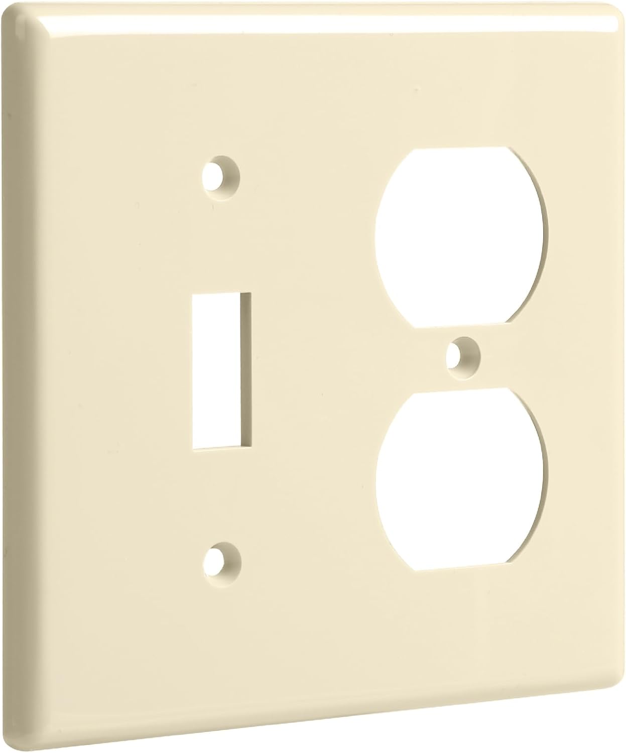 Bates- 2-Gang Combination Wall Plate, 4.88"x 4.92"/Mid-Size, Light Almond, Toggle Light Switch/Duplex Receptacle Outlet, 2 Gang Wall Plate for Electrical Outlets