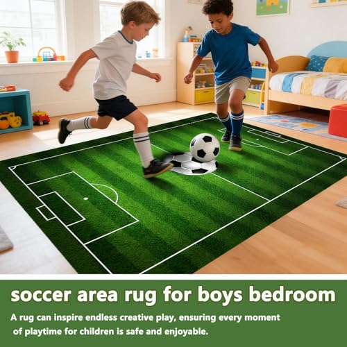 Tapete decorativo campo fútbol para niños 2.6x4ft miniatura 6
