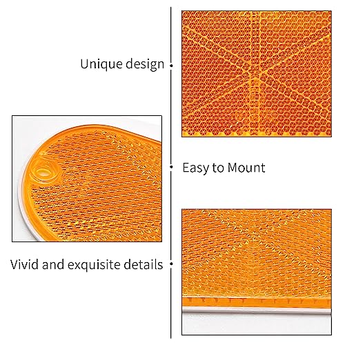 Image of 10 Pack Front Reflector Oval Reflectors 4.45 inch x 1.96 inch Mailbox Reflectors for Trailer Driveway Fence Gateposts Cars Boats Security Post Reflectors with Center Mounting Holes (Yellow)