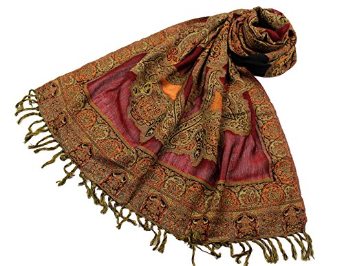 Étole laine réversible motif cachemire écharpe chaude femme et homme N14