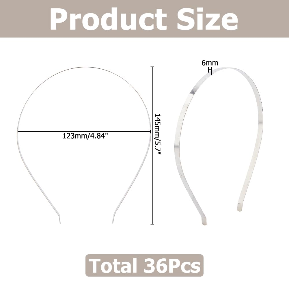 36 fasce per capelli in metallo liscio in ferro 6 mm di larghezza bianco superficie lucidata fai da te per uomo e donna accessori per capelli fai da te platino