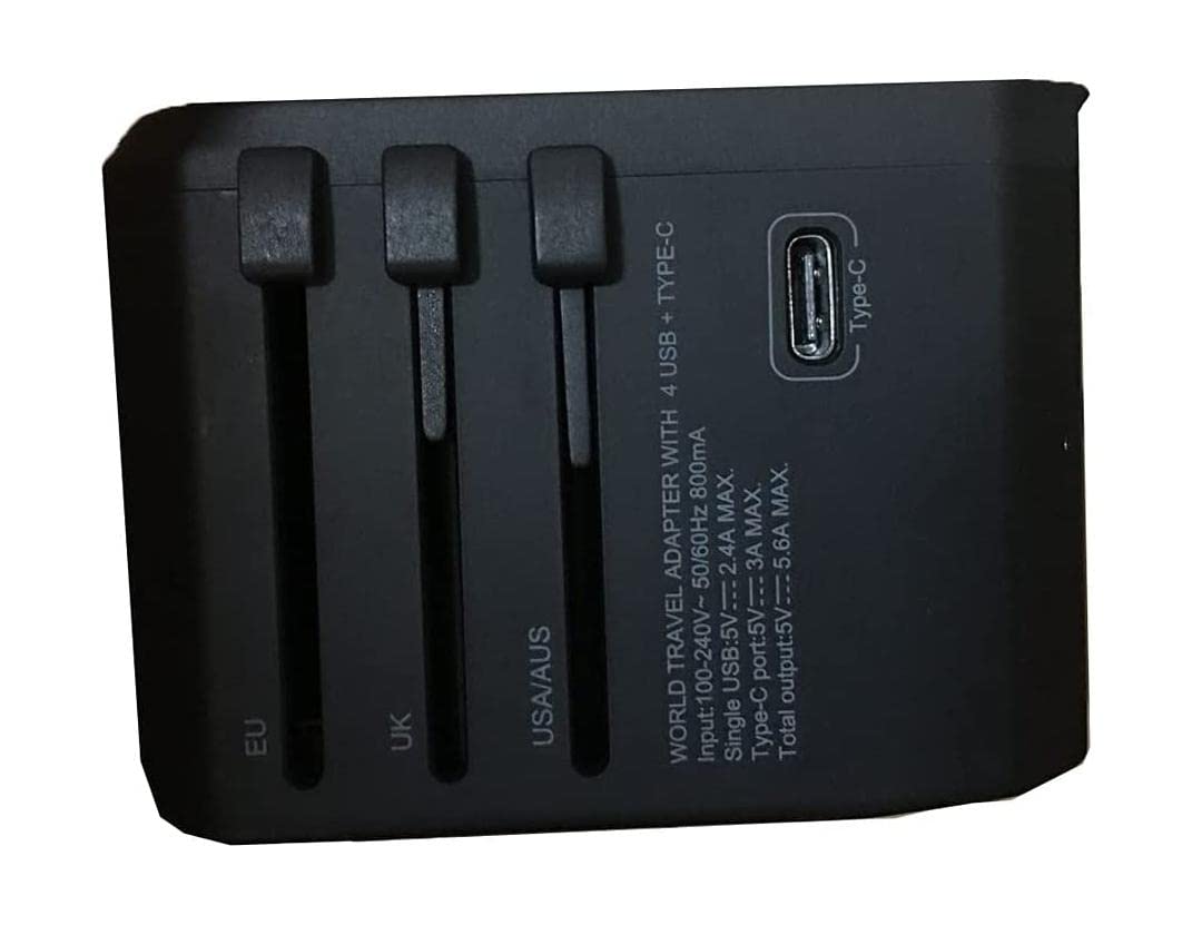 Adaptador de Corriente Internacional Universal con 4 adaptadores de enchufes de Salida de CA en Todo el Mundo USB para Europa, Reino Unido, EE. UU., AU, Asia