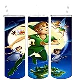 Stainless Steel Tumbler Double Wall with Lid Straw 20oz Peter Pan