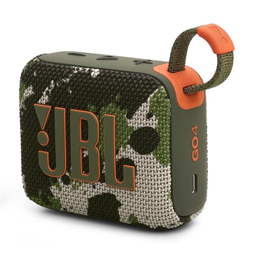 JBL GO 4 Ultra-Portable Bluetooth Speaker with Big JBL Pro Sound and Punchy Bass, PlaytimeBoost, Waterproof Design and 7-Hour Playtime, Camo