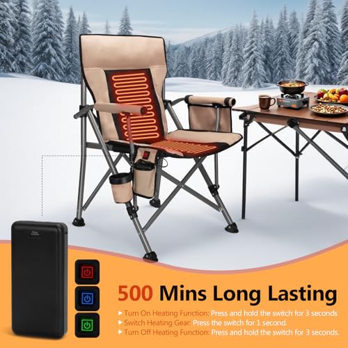QUYUAN Silla de Camping Calefactable con Batería de 20,000 mAh, Plegable y Resistente, Para Camping en Invierno miniatura 5