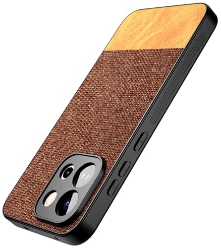 Image of Kapa Soft Fabric & Leather Hybrid Protective Back Cover for OnePlus 13S | Shockproof Slim Hard Anti Slip Back Case (Brown)