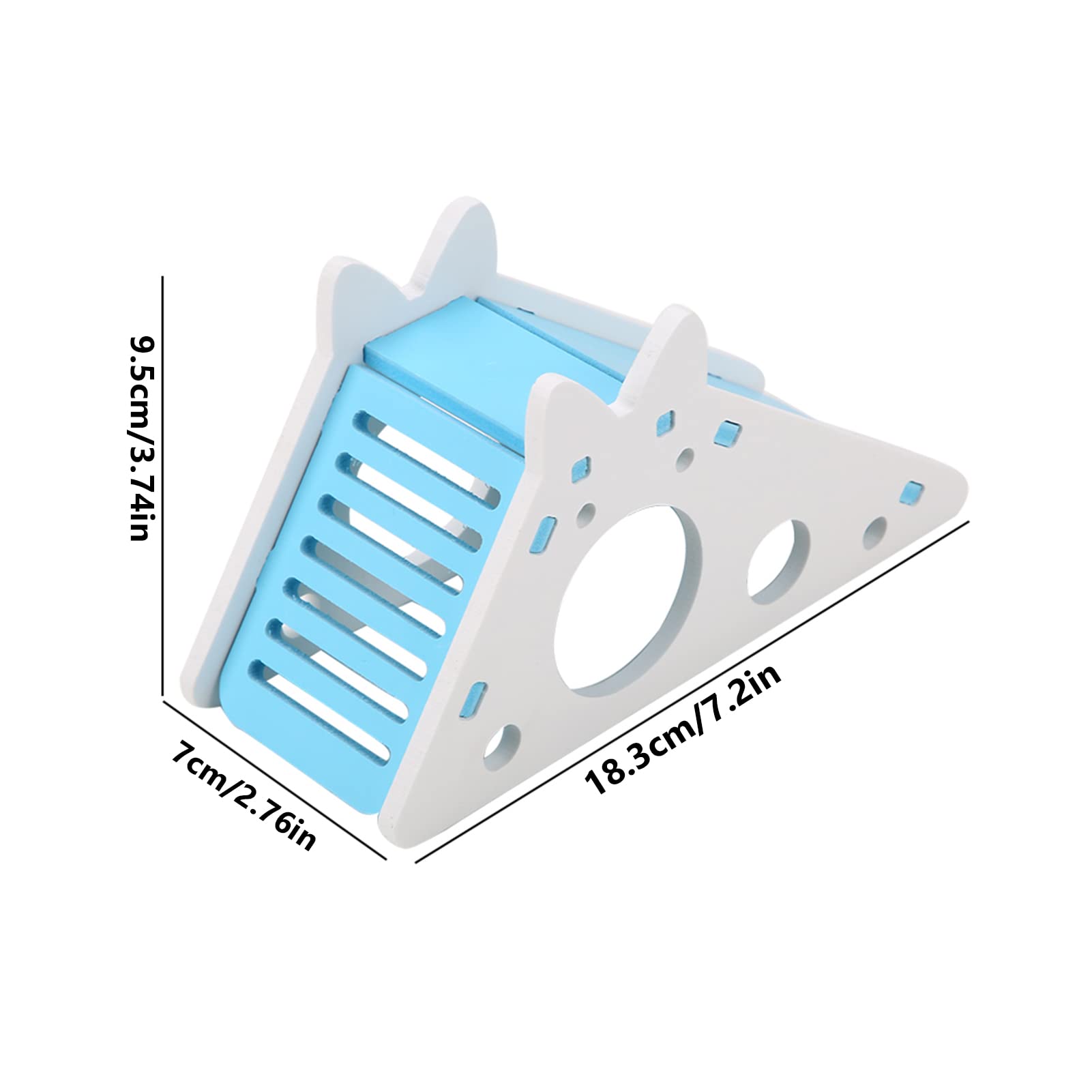 Wooden Hamster House Rest Nest Climbing Stairs Pet Exercise Toy Pink Blue Green Optional for Pet Hamster Cage Decor Accessories (Blue)