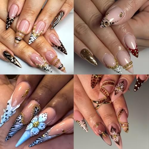 Gold Beads Nail Art Charms 1Box Three Color Nail Rhinestones Gold Crystal Flat Back Beaded Chain Nail Gems 3D Pearl Nail Diamonds Acrylic Alloy Beads Nail Charm for Women DIY Manicure Decoration - Image 4