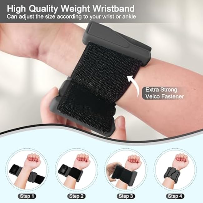 ADLIFE Adjustable Wrist Ankle Weights for Women Men Kids, 2 Lbs Wearable Arm Leg Weights Set of 2(1 Lb Each), Weighted Wristbands Exercise Weights for Walking Running Pilates Yoga Home Gym Workout