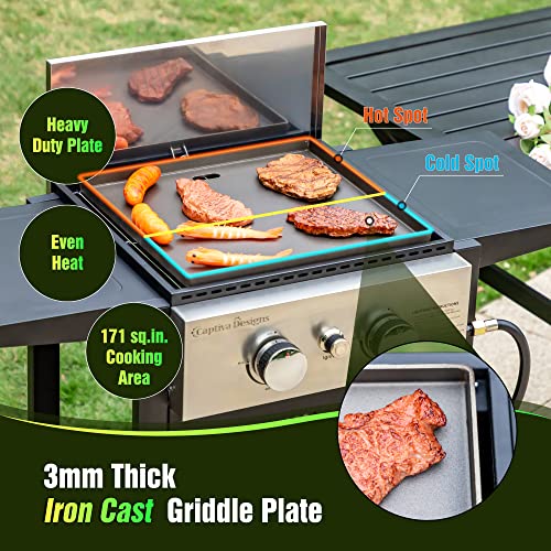 Captiva Designs 2-Burner Propane Gas Flat Top Griddle Grill, 171 Sq.in Cooking Area Outdoor Bbq Grill For A Small Family, 20,000 Btu Output #TOP1