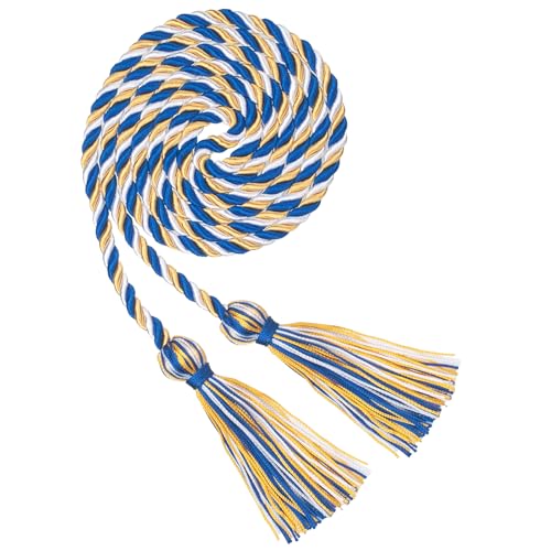 GHGMAO Graduation Cords Gold Blue and White Graduation Cord Rayon Braided Cords for 2026 68 Long Polyester Yarn Honor Ropes with Tassels for Student Grad Decorations Party Ceremony