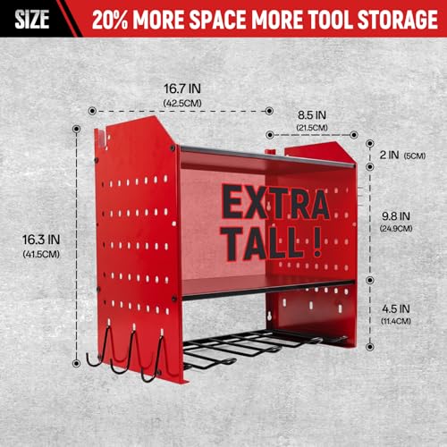 Rangement pour 4 outils électriques et perceuse à percussion sur support mural rouge - 5