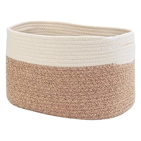 Off White & Brown Versatile Storage Basket for Organizing by HuggableZest Toy Storage Closet Organization Shelf Storage Nursery Baby Organizing Household Items Decorative Cloth/Towel Basket Cover