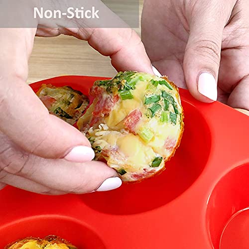 Wolecok Silicone Muffin Pan,Food-Grade Muffin Tins Set Of 2,Bpa Free Heat Resistant Up To 446°F,100% Silicone Cupcake Baking Pan With 12 Cups Non Stick,Easy To Clean And Fold Storage #TOP3