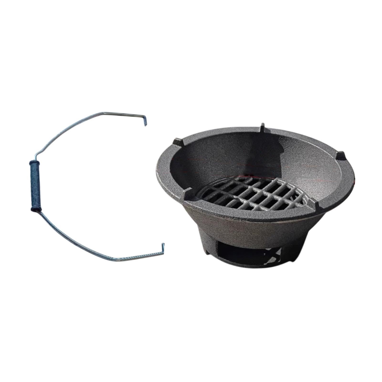 Qianly de Hierro Fundido Portátil Parrilla de Carbón Compacta para Cocina Y Barbacoa Mini Herramienta para Picnic Y Jardín Adecuada para Restaurant, 20 CentÍmetros