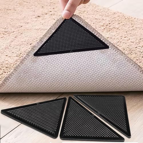 Muddy Mat® Heavy Duty Non-Slip Reusable Rug Corner Pads - Double-Sided Adhesive Pad for Corners and Sides on Hardwood Floors, Area Rugs - Keep Your Rug in Place (Pack of 4)