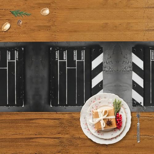 Chemin de table noir imprimé lavable pour protéger et décorer votre table basse - 6