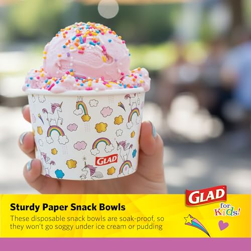 Image of Glad for Kids Unicorn Mini Paper Snack Bowls, 6 Oz, 20 Count, 10-Pack