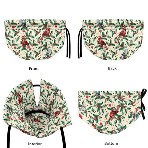 Image of Christmas Cardinal Thorn Bird Tea Pot Cozies, Machine Washable Fabric Kitchen Teapot Dust Cover Breakfast Warmer Insulation and Keep Warm, Home Christmas Decor