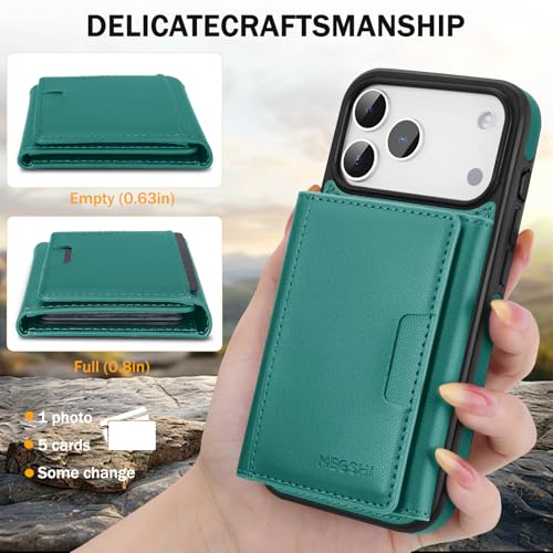 Godzoen for iPhone 17 pro Wallet Case, 2-in-1 Detachable Wallet Case, Card Holder RFID Blocking, Fashionable Faux Leather Card Slot & Folding Design (Green) by Godzoen - Used condition - Image 9