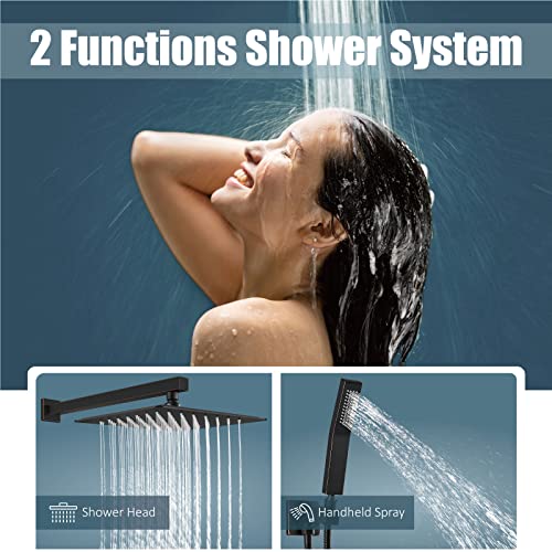 Aolemi 10 Inch Rainfall Shower System Oil Rubbed Bronze Wall Mount Shower Head Combo Set With Handheld Shower Rough-In Valve Included Mixer Bathroom Shower Fixture #TOP1