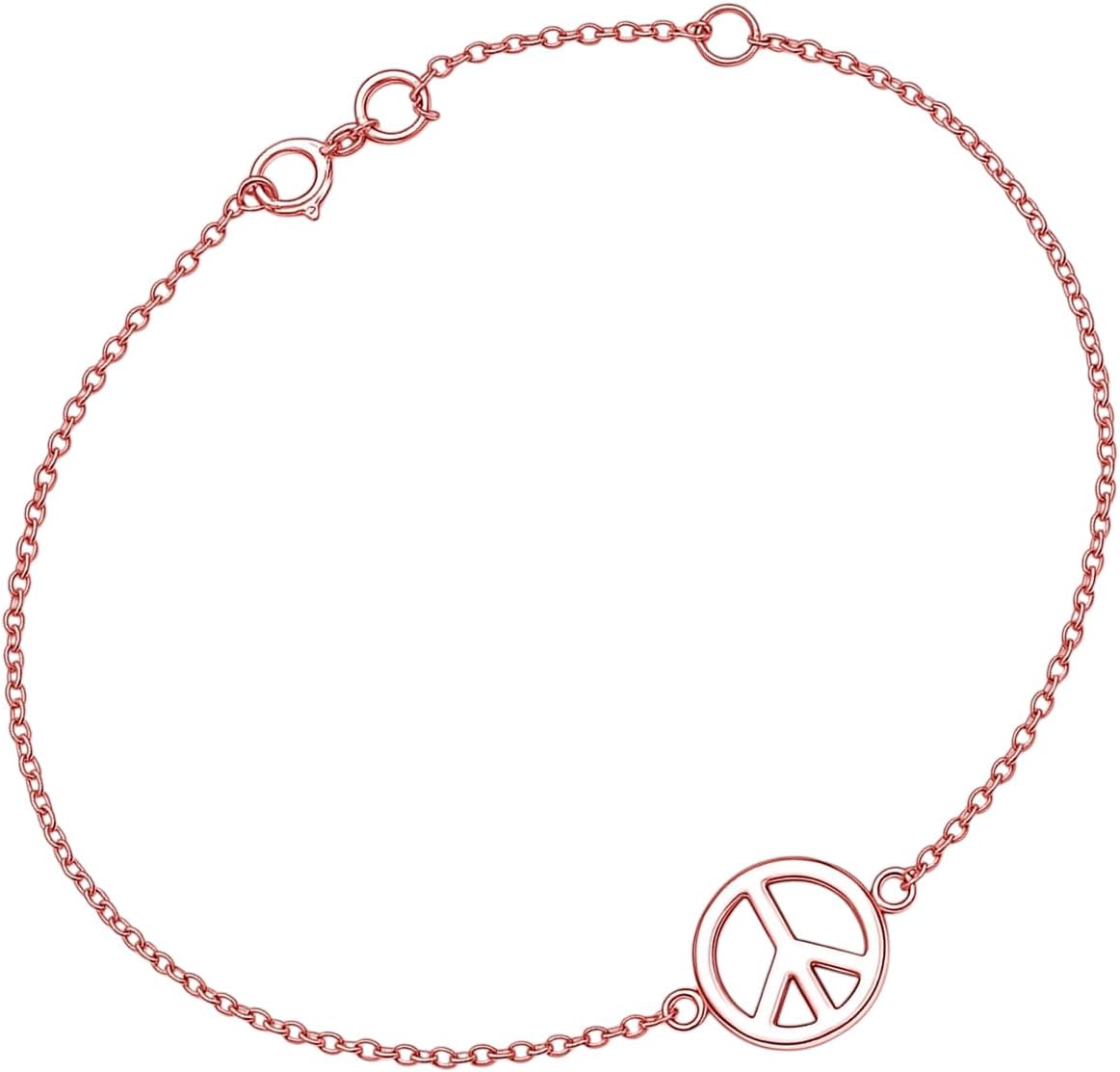 Peace Sign Bracelet For Women Men 925 Sterling Silver Hippie Style Peace Love Sign Symbol Chain Bracelets Anklet Party Dressing Accessories