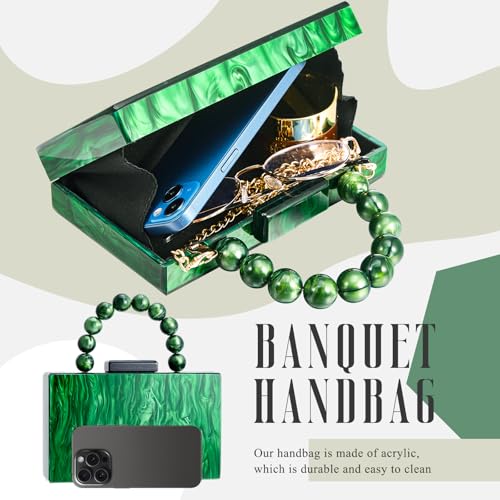 Image of Dansydaisy 4 Pcs Acrylic Clutch Bag for Women Evening Handbag Gold Layered Necklace Bracelet Earrings Set for Wedding Party